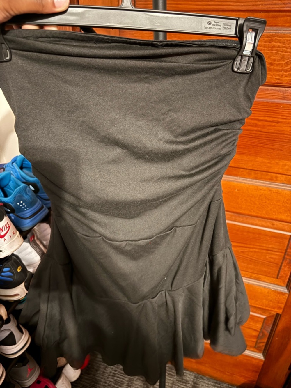 SHEIN Black Flared Ruffle Skirt